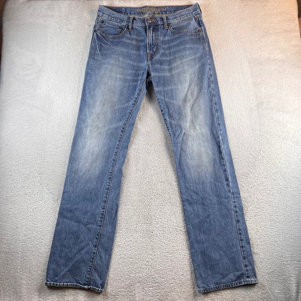 American Eagle Original Straight Mens Blue Denim Jeans 32x34 2946